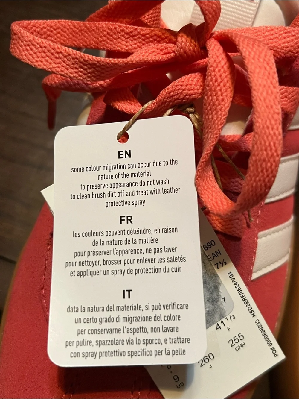 adidas| VL Court 3.0 Coral Red Suede Sneakers with Gum Sole- size 9 Women